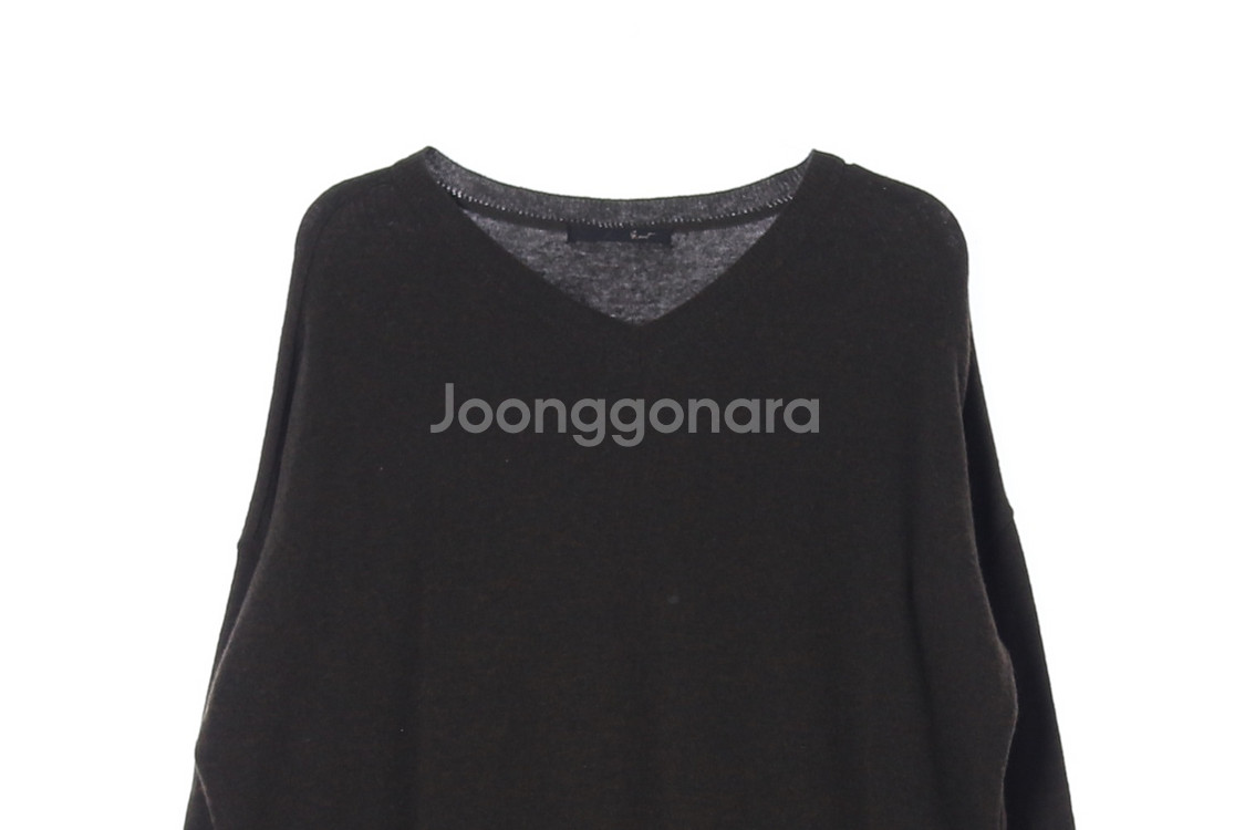 [XL]지컷 카키 브이넥 오버핏 울니트 원피스 드레스--1