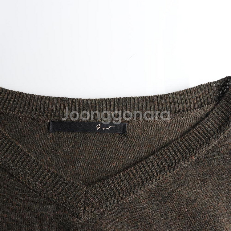 [XL]지컷 카키 브이넥 오버핏 울니트 원피스 드레스--4