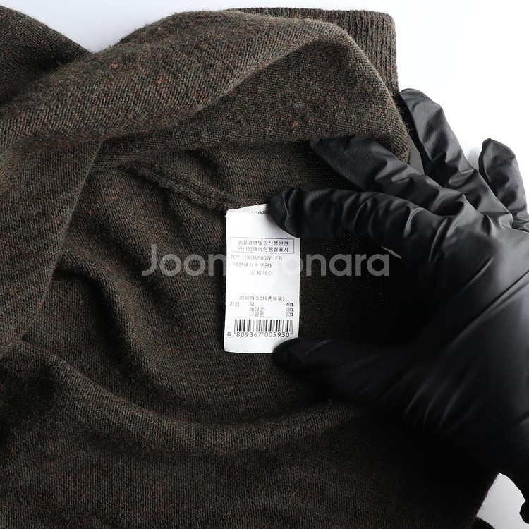 [XL]지컷 카키 브이넥 오버핏 울니트 원피스 드레스--5