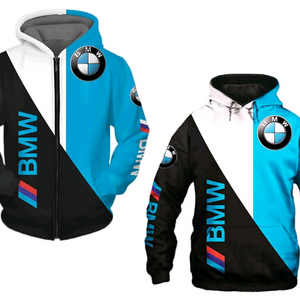 BMW 블랙 앤드 블루 후드 티셔츠(3XL)