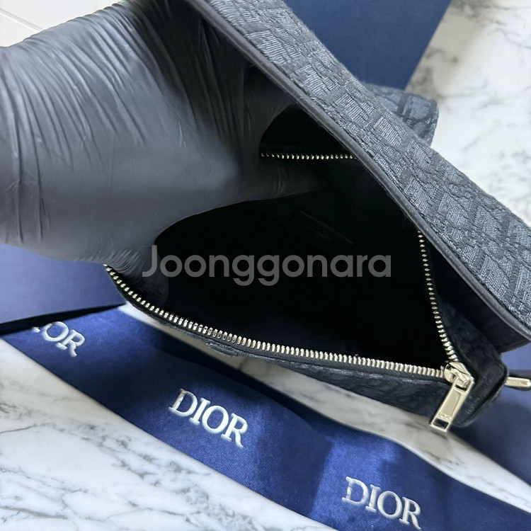 디올 오블리크 자카드 새들백 미듐--5