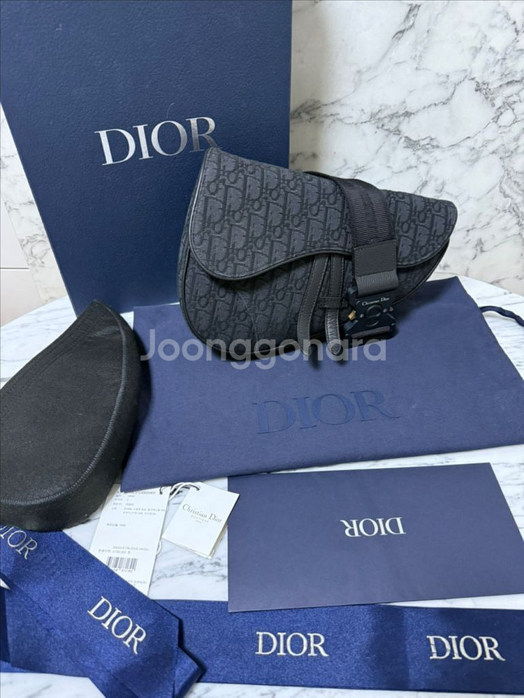 디올 오블리크 자카드 새들백 미듐--8