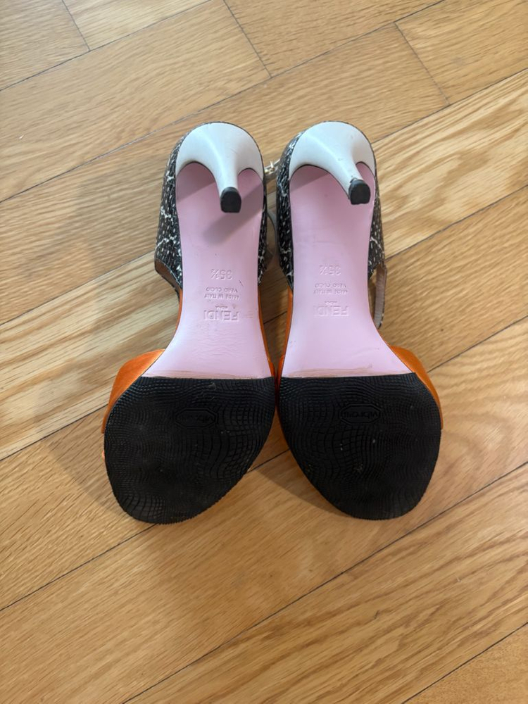 펜디 멀티컬러 파이톤 새틴 샌들 9cm 힐 255--2