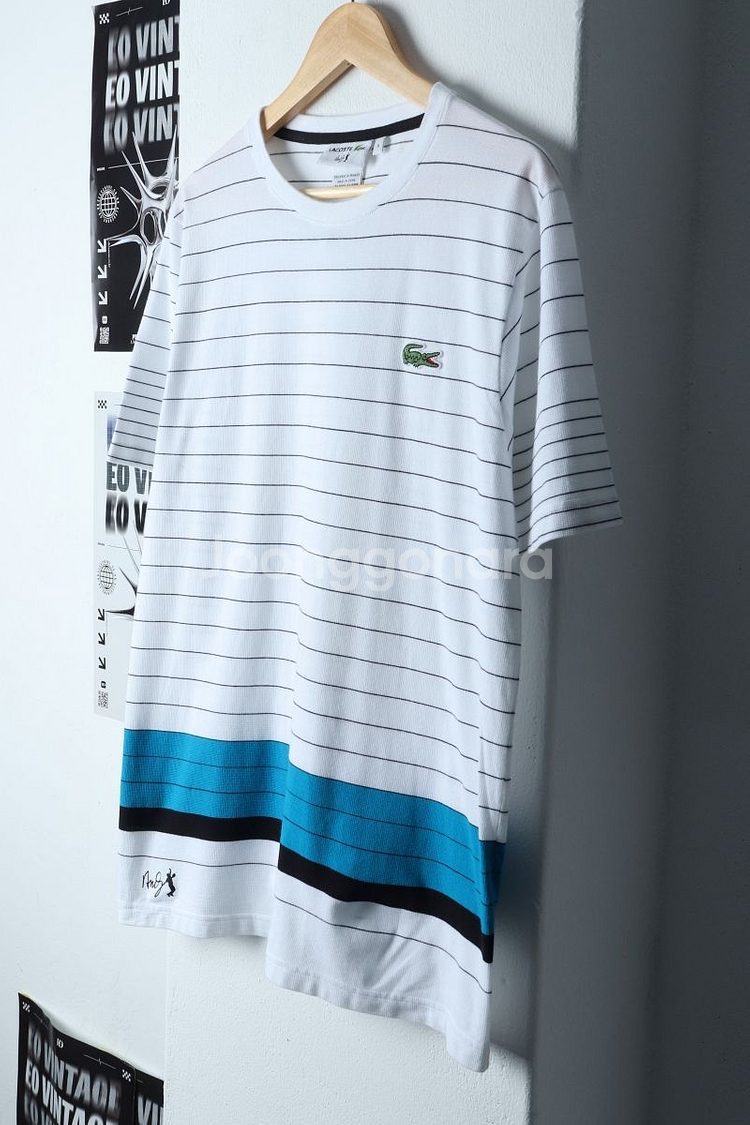 (L-XL) 라코스테 반팔 티셔츠 스트라이프 올드스쿨--1