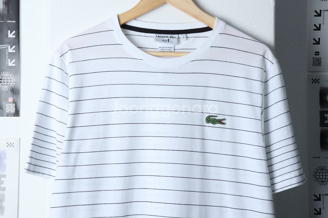 (L-XL) 라코스테 반팔 티셔츠 스트라이프 올드스쿨--2