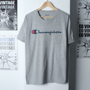 (L-XL) 챔피온 반팔 티셔츠 로고 그레이