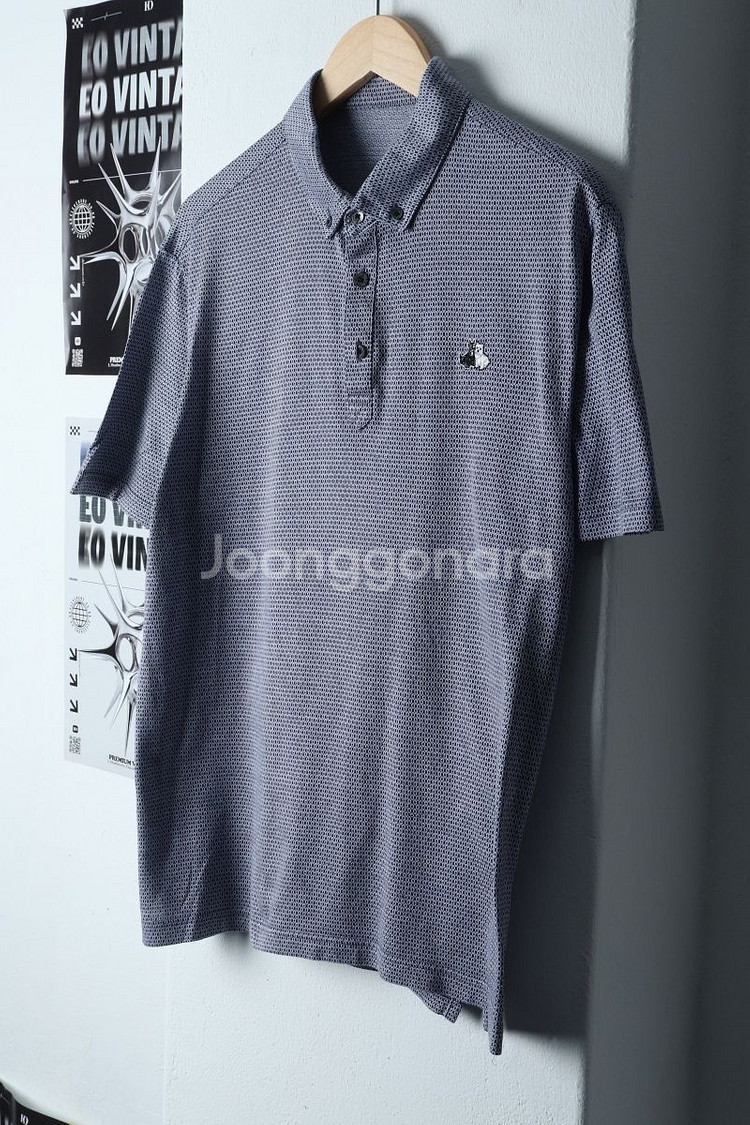 (3XL) 블랙앤화이트 반팔 카라 티셔츠 빅사이즈--3
