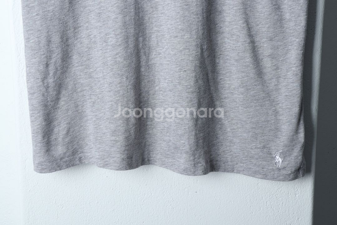 (L-XL) 폴로 랄프로렌 반팔 티셔츠 브이넥 그레이--3