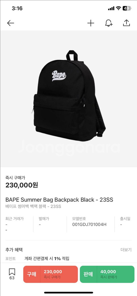 베이프 23SS 백팩--1