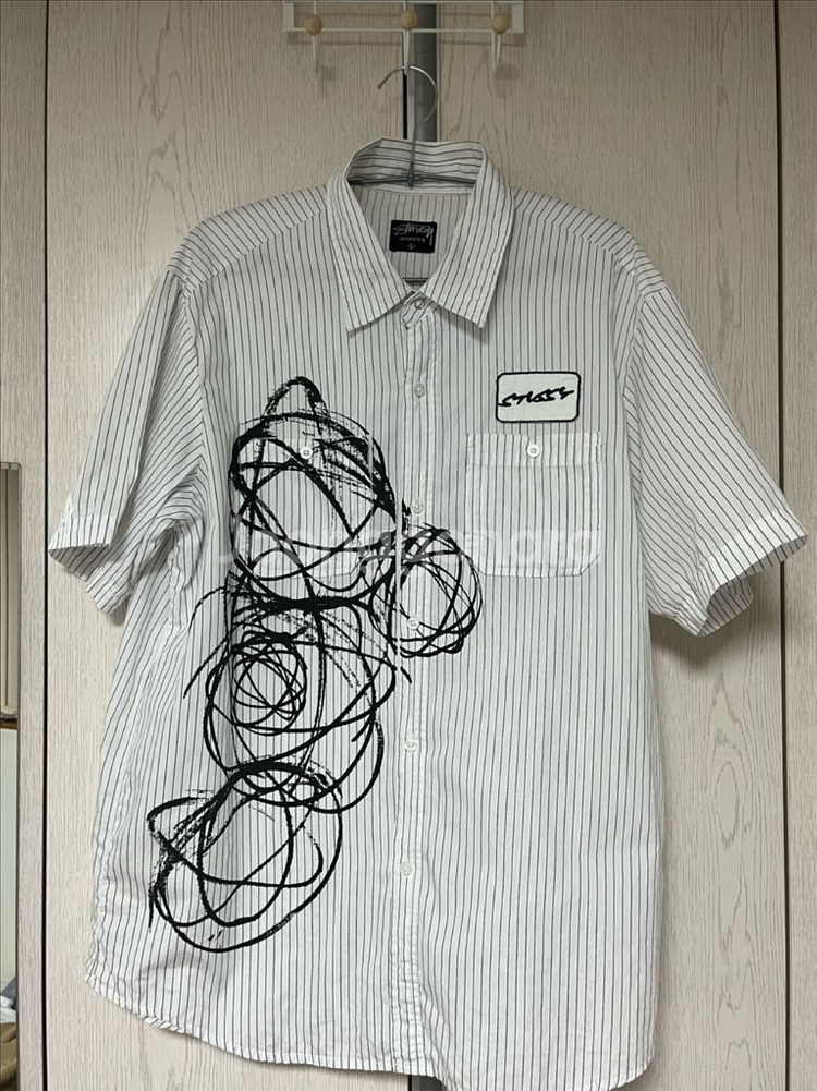 Stussy 스투시 그래픽 스트라이프 워크셔츠화이트 L--0