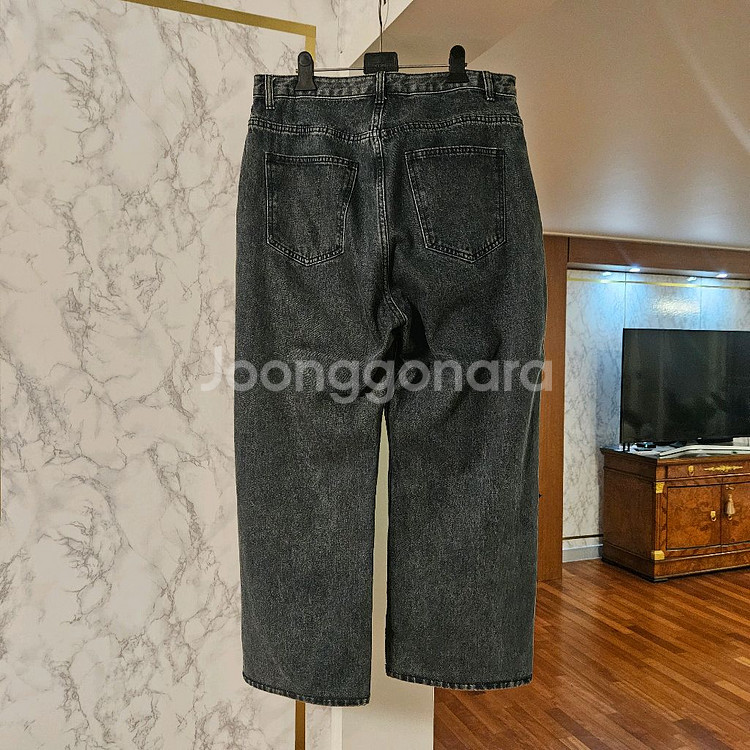 수선) 트릴리온 블랙 워싱 와이드 데님 (XL/34)--2