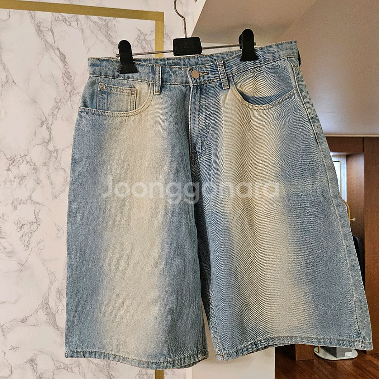 새상품) 트릴리온 워싱 데님 버뮤다 하프팬츠(L/32)--0