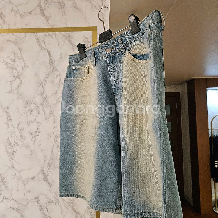 새상품) 트릴리온 워싱 데님 버뮤다 하프팬츠(L/32)--1