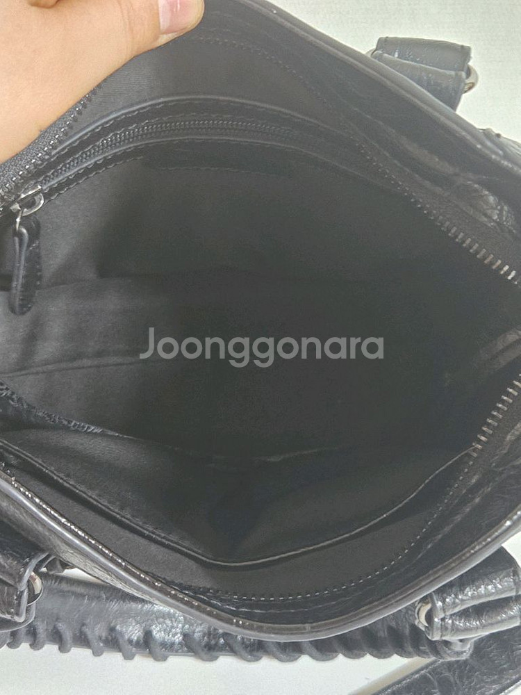 모터 레더 숄더 토트백 가방 블랙--4