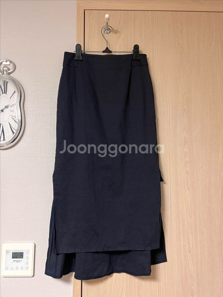 한섬 타임 TIME 린넨 언발 스커트 펜슬 롱치마--0