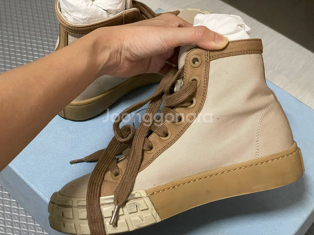 프라다 게버딘 스니커즈 하이 215 사이즈--7