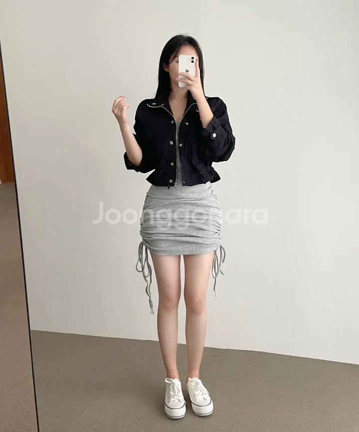 야상 크롭 자켓 블랙 점퍼--0
