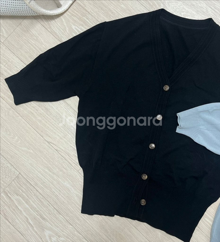 반팔니트가디건 버터아이보리 인디블루블랙 새상품--3