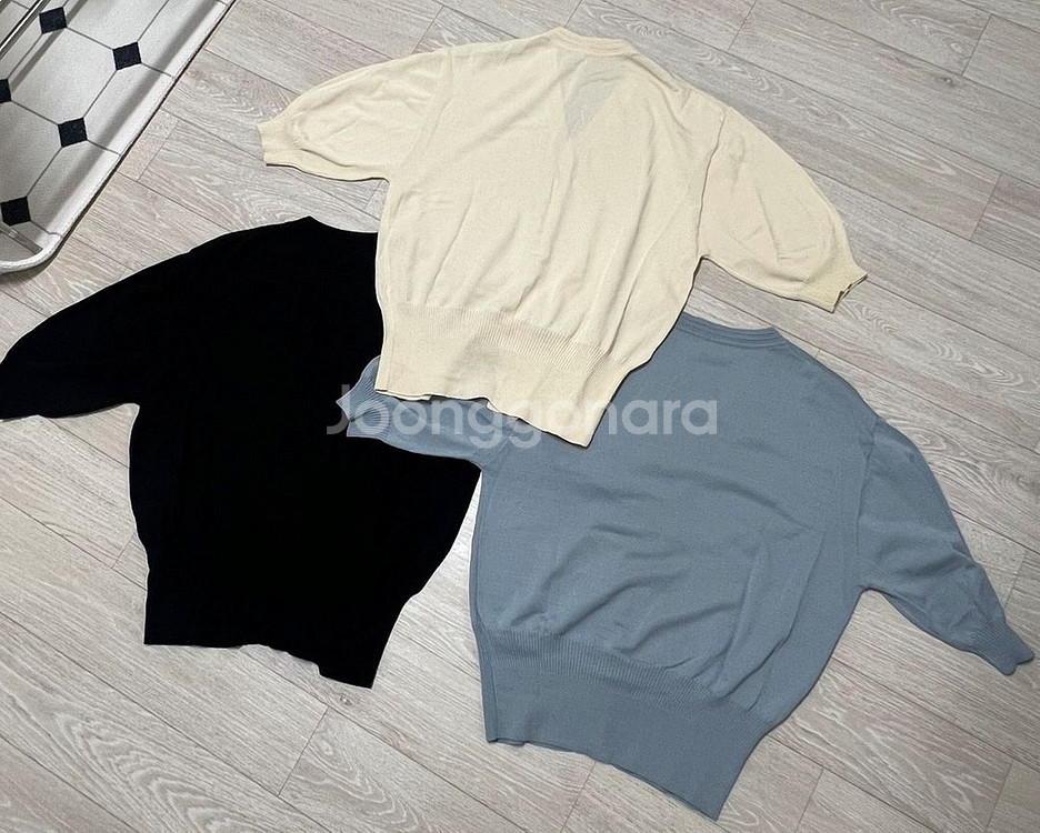 반팔니트가디건 버터아이보리 인디블루블랙 새상품--4