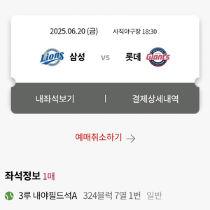 6/20 롯데 삼성 3루내야필드 1, 3루상단 2연팜
