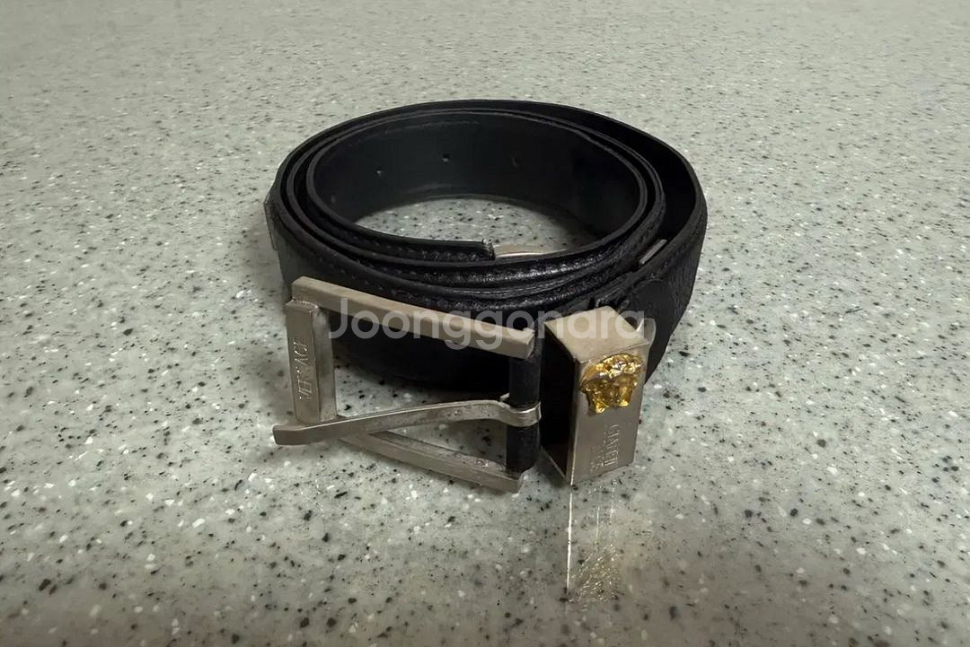 90s 베르사체 빈티지 메두사 메탈 버클 벨트--0