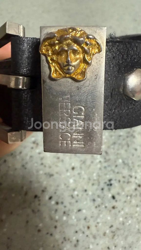 90s 베르사체 빈티지 메두사 메탈 버클 벨트--1