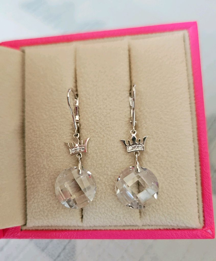 정품)제이에스티나 14k 화이트골드 크리스탈 귀걸이--5