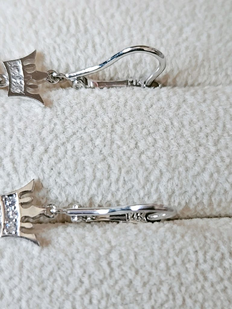 정품)제이에스티나 14k 화이트골드 크리스탈 귀걸이--6