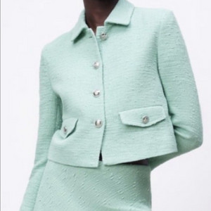Zara 민트색 트위드 셋업
