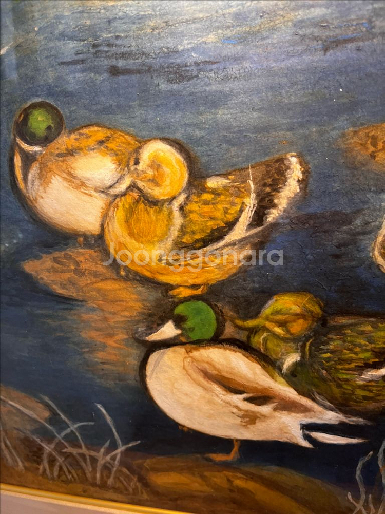 (동양화풍 수채화) 오리가족 액자 그림--4