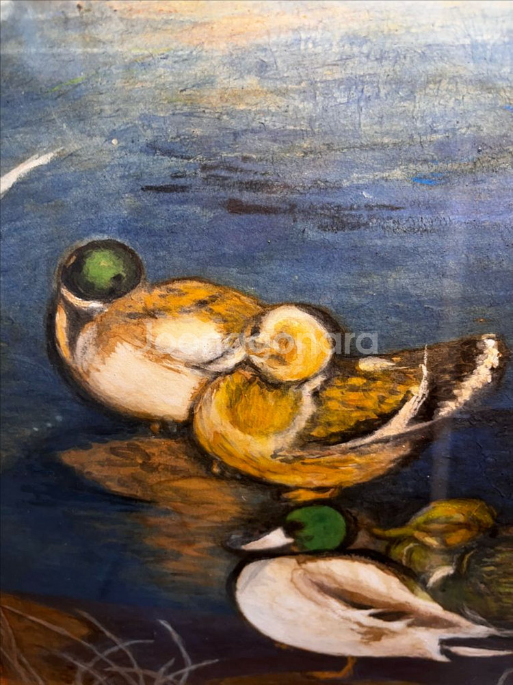 (동양화풍 수채화) 오리가족 액자 그림--3