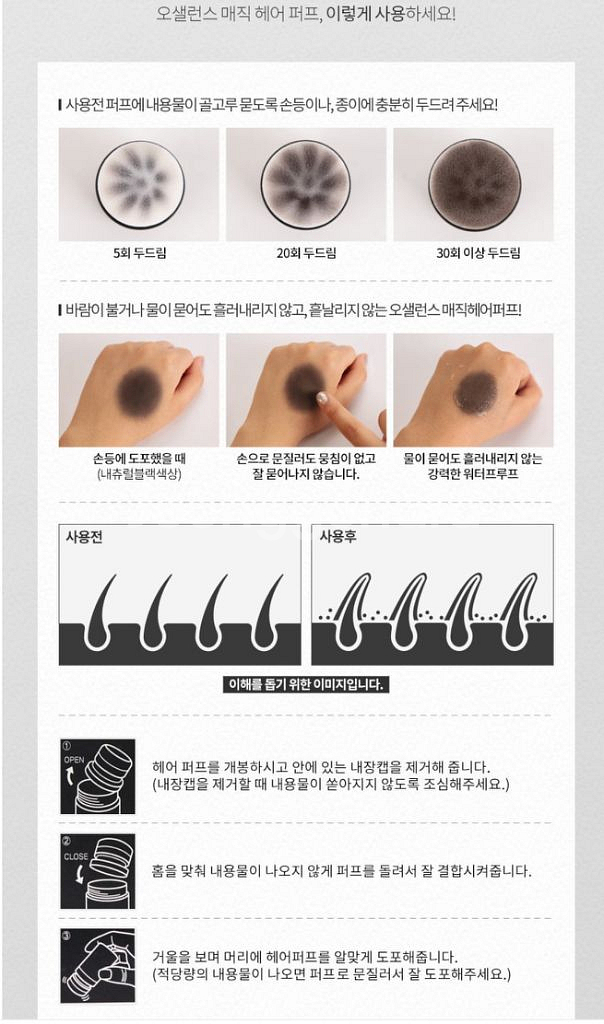 흰머리커버 새치커버 흑채 3개 탈모커버 휑한정수리 M자--5