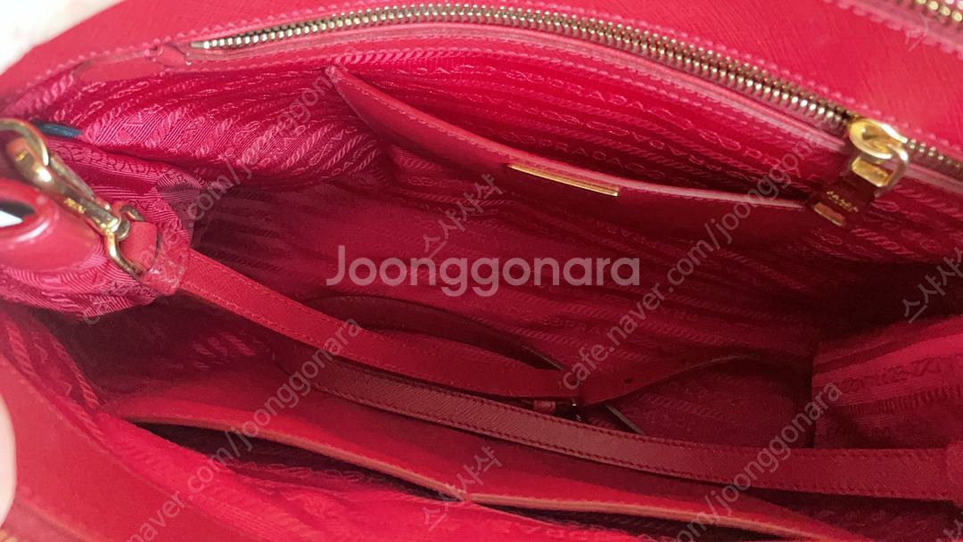 프라다 사피아노 럭스 BN2274 레드 토트백--5