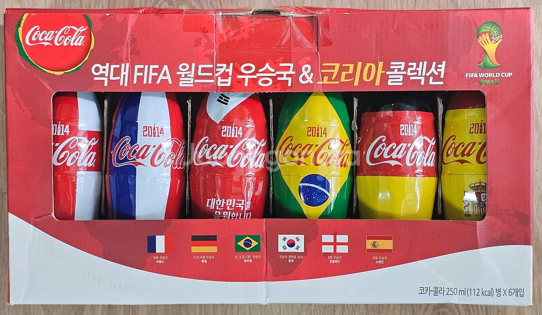 2014년 브라질월드컵 기념 코카콜라 6병 박스 세트--0