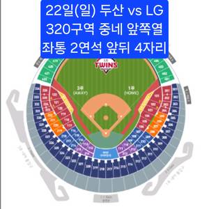 22일(일) 잠실 두산 vs LG 중앙네이비 좌통4연석