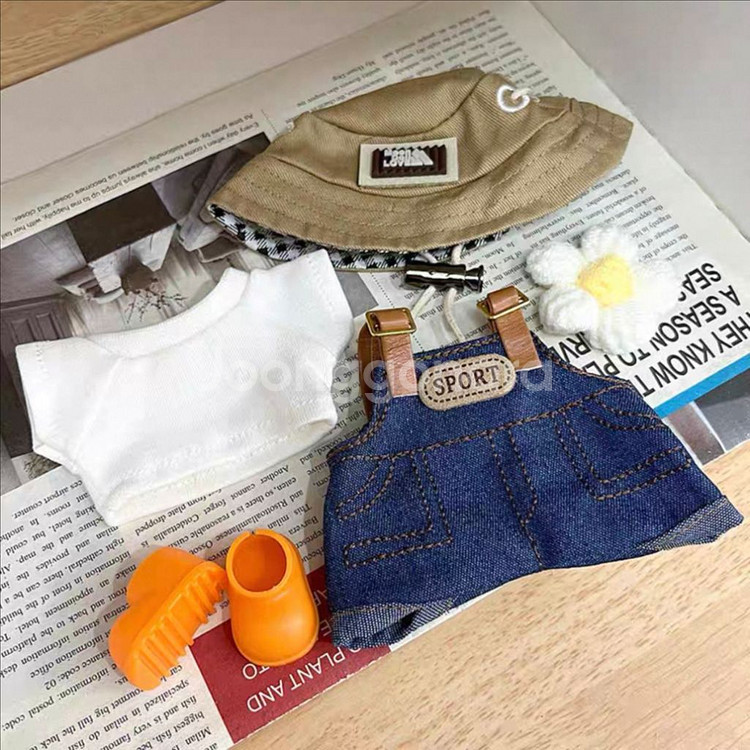 핸드메이드 라부부 스프링 봄 옷 멜빵 모자 플라워 세트--3