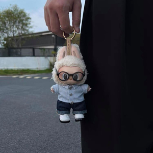 핸드메이드 라부부 인형 옷 스트라이프 셔츠 데님팬츠 세