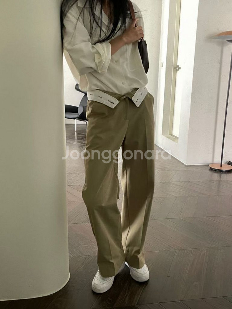 (M) 핀턱 와이드 팬츠 슬랙스 새제품 베이지--1