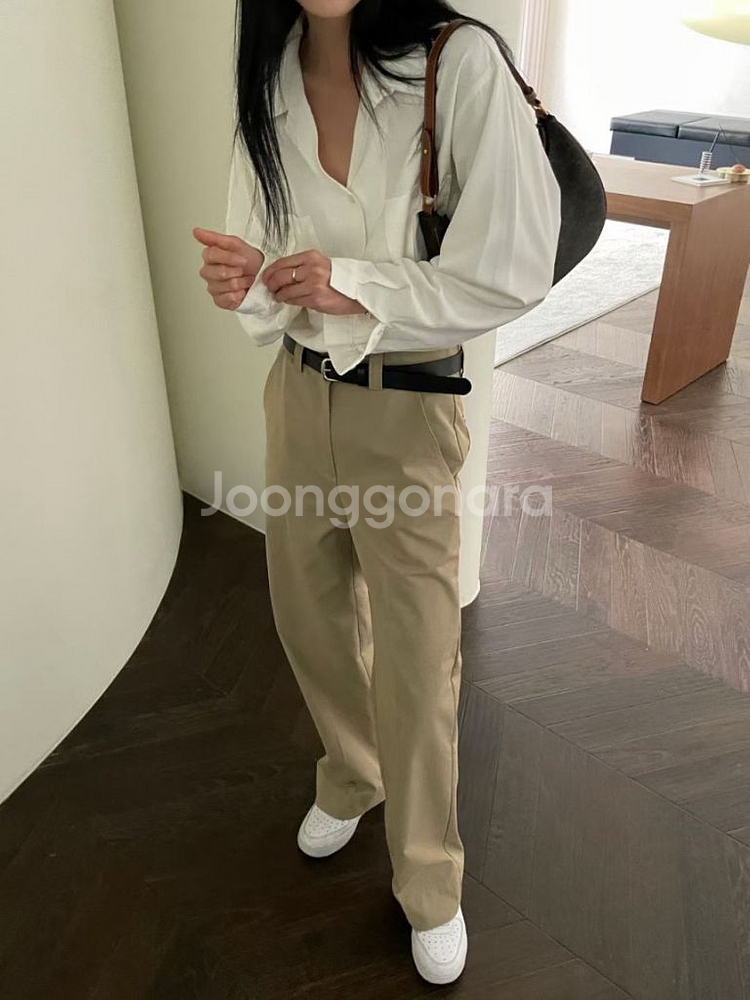 (M) 핀턱 와이드 팬츠 슬랙스 새제품 베이지--0