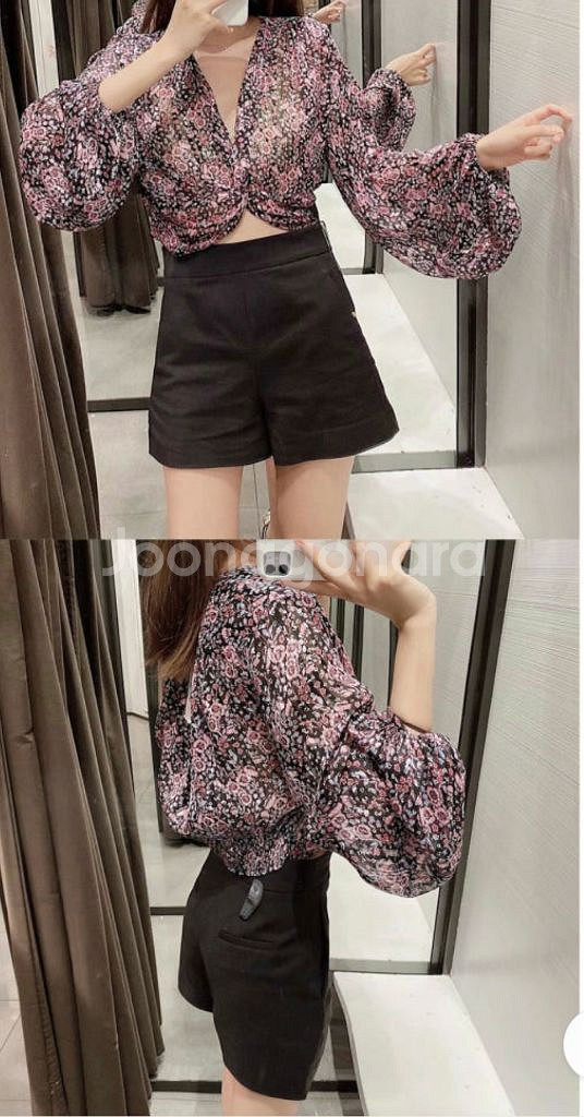 택 있는 새제품) 자라 플라워 패턴 셋업--5