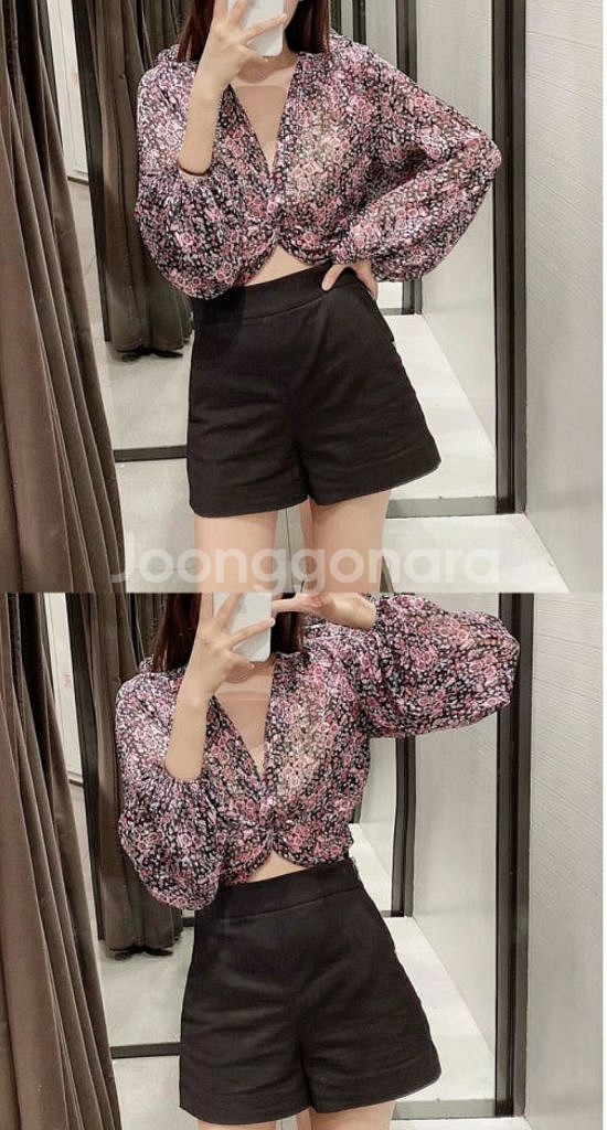 택 있는 새제품) 자라 플라워 패턴 셋업--4