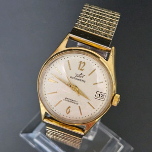 빈티지 Telos 남성용 자동 메탈 시계/SWISS