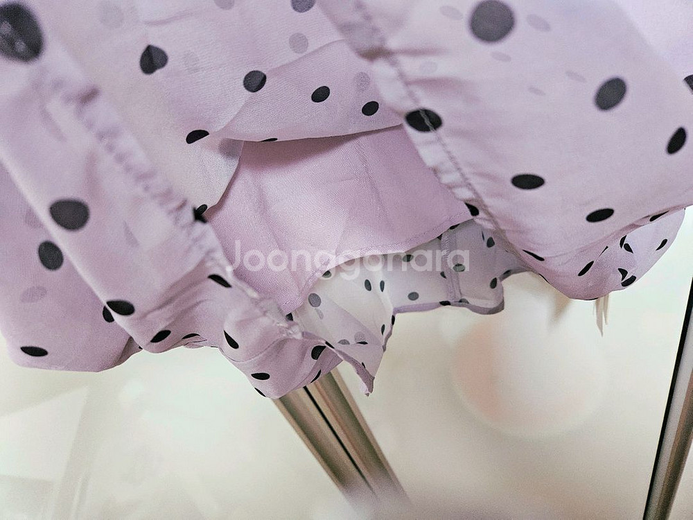 새상품 급매) 리본 퍼플 도트 땡땡이 쉬폰 롱 원피스--4