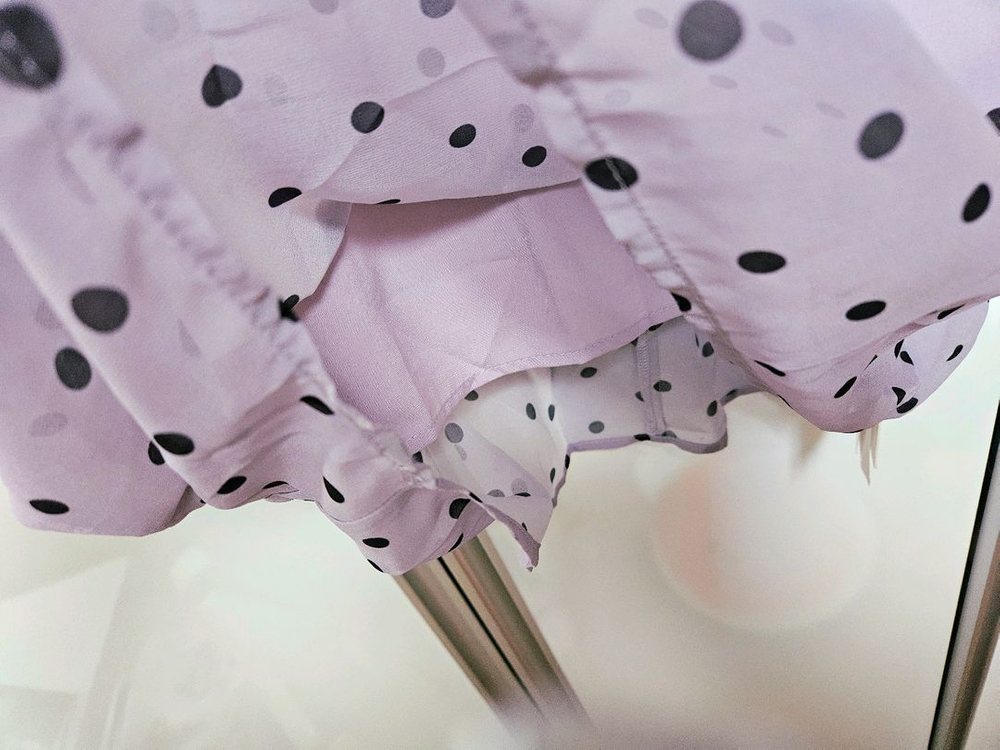 새상품 급매) 리본 퍼플 도트 땡땡이 쉬폰 롱 원피스--4