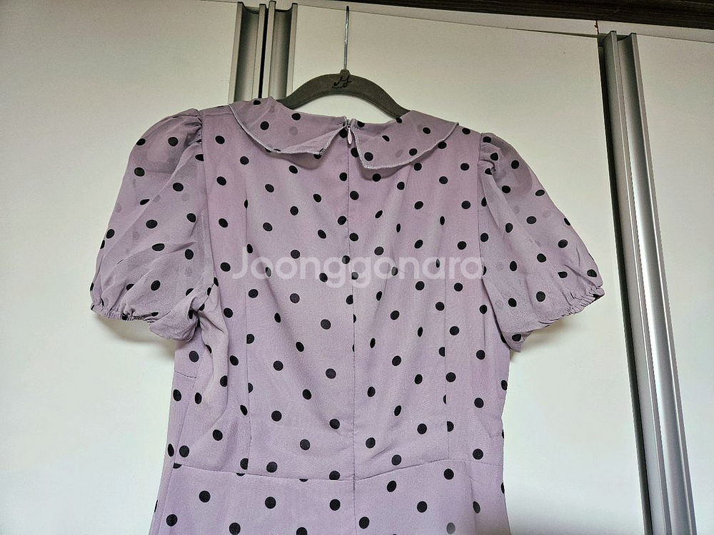 새상품 급매) 리본 퍼플 도트 땡땡이 쉬폰 롱 원피스--7