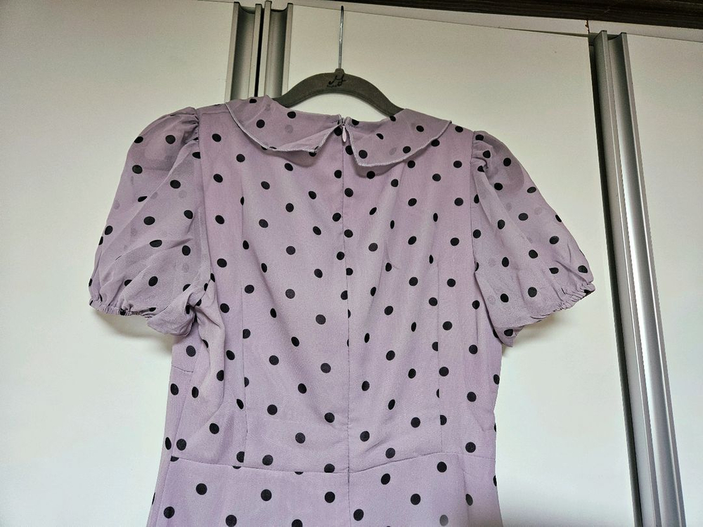 새상품 급매) 리본 퍼플 도트 땡땡이 쉬폰 롱 원피스--7