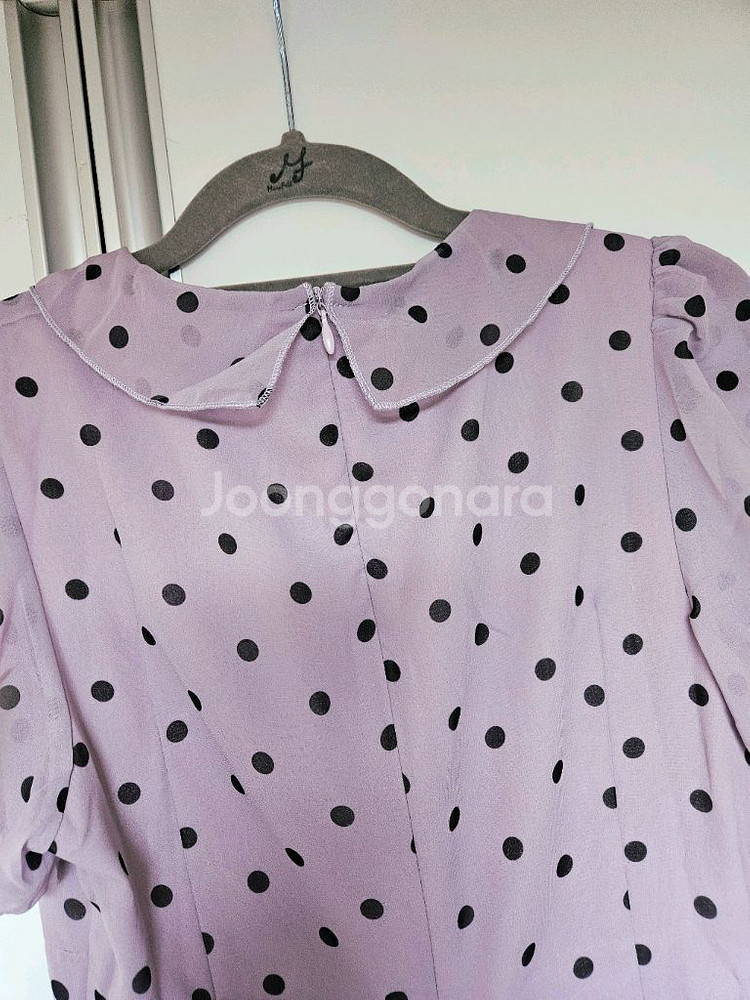 새상품 급매) 리본 퍼플 도트 땡땡이 쉬폰 롱 원피스--8