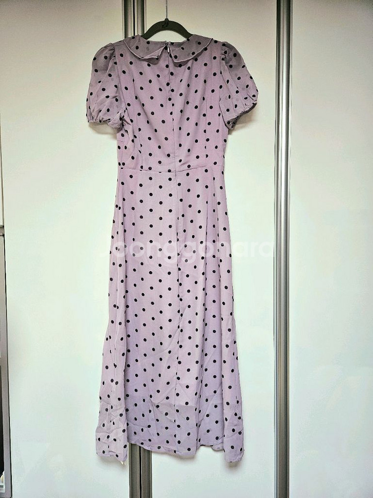 새상품 급매) 리본 퍼플 도트 땡땡이 쉬폰 롱 원피스--6