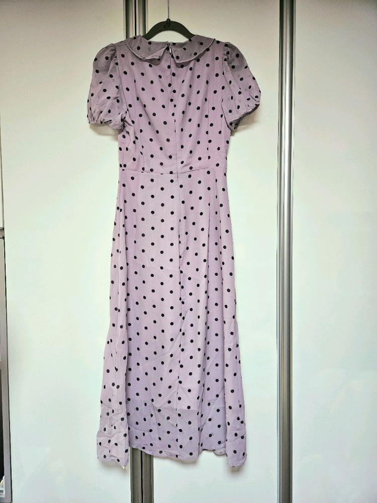 새상품 급매) 리본 퍼플 도트 땡땡이 쉬폰 롱 원피스--6