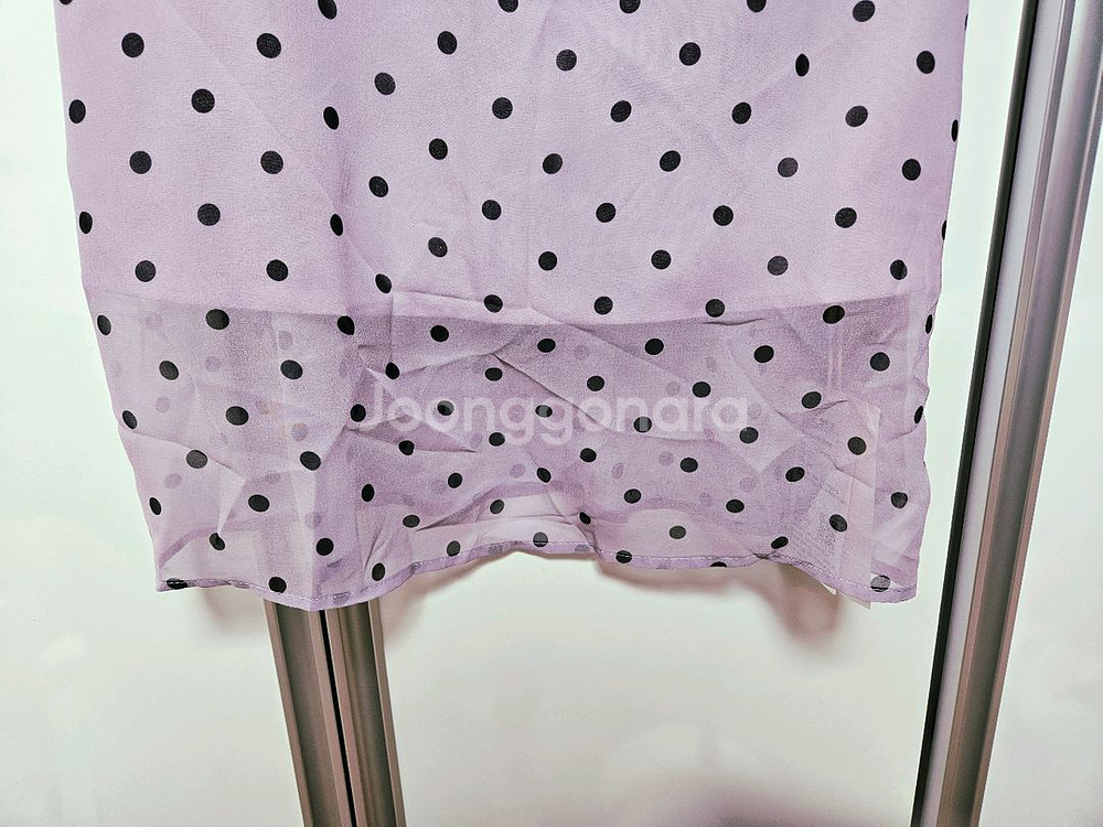 새상품 급매) 리본 퍼플 도트 땡땡이 쉬폰 롱 원피스--5